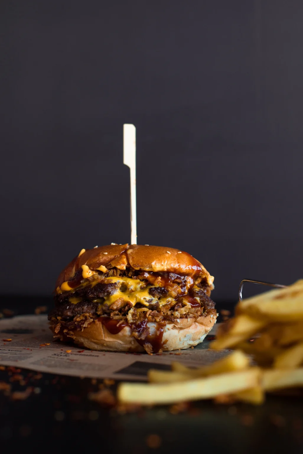 Delicious gourmet burger from GoodFoodWien, a top food business in Vienna. The burger features fresh ingredients and a perfectly grilled patty, served in a stylish setting